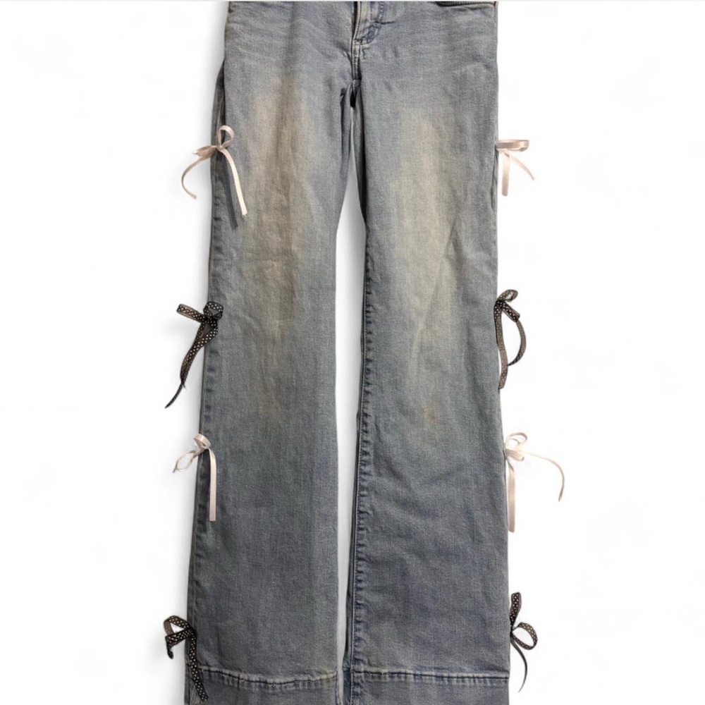 Wrangler Gray Flare Jeans with Bow Details